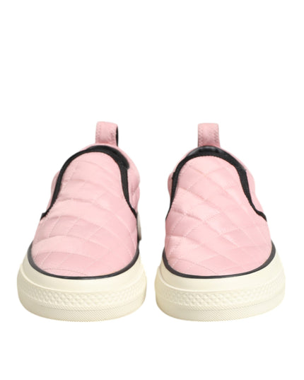 Dolce & Gabbana Pink Quilted Nylon Slip-On Sneaker Shoes