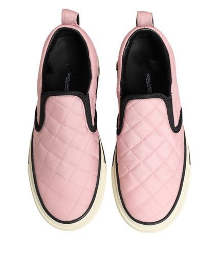 Dolce & Gabbana Pink Quilted Nylon Slip-On Sneaker Shoes