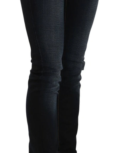 John Galliano Dark Blue Mid Waist Slim Fit Denim Casual Pants Jeans