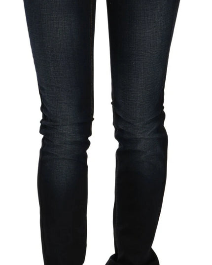 John Galliano Dark Blue Mid Waist Slim Fit Denim Casual Pants Jeans