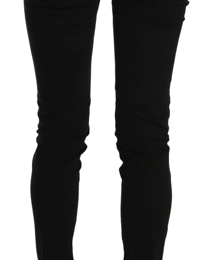 John Galliano Black Mid Waist Slim Fit Skinny Denim Casual Pants Jeans