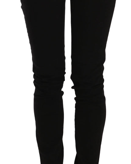 John Galliano Black Mid Waist Slim Fit Skinny Denim Casual Pants Jeans