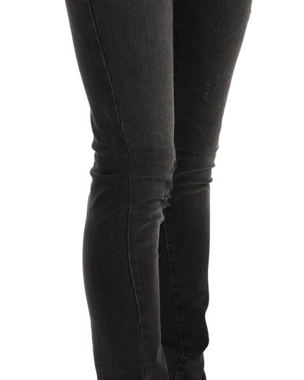 John Galliano Black Washed Low Waist Slim Fit Skinny Denim Pants Jeans