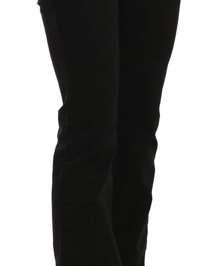 John Galliano Black Low Waist Slim Leg Skinny Denim Casual Pants Jeans