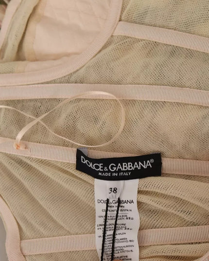 Dolce & Gabbana Yellow Floral Print Pleated Maxi Dress