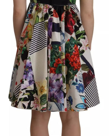 Dolce & Gabbana Multicolor Poplin Floral Mini Flared Dress