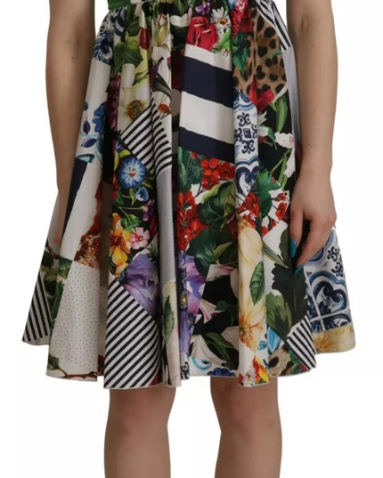 Dolce & Gabbana Multicolor Poplin Floral Mini Flared Dress