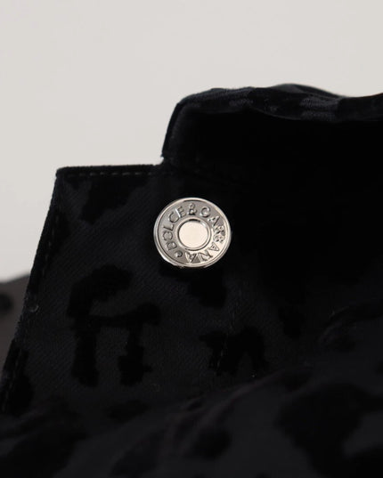 Dolce & Gabbana Cotton Black Leopard Long Sleeve Denim Jacket