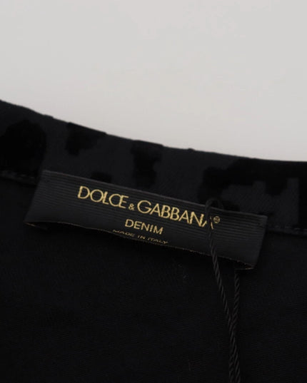 Dolce & Gabbana Cotton Black Leopard Long Sleeve Denim Jacket