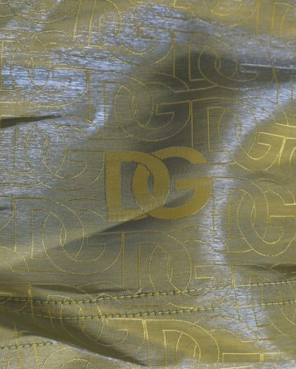 Dolce & Gabbana Green Polyester Metallic Logo Print Men Swimwear