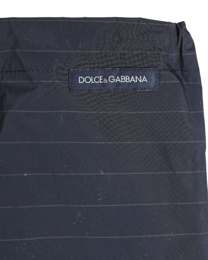 Dolce & Gabbana Navy Blue Polyester Nylon Pinstripe Men's Swimwear
