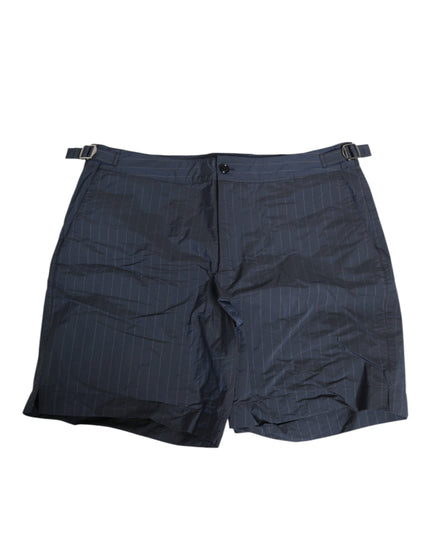 Dolce & Gabbana Navy Blue Polyester Pinstripe Men Shorts Swimwear