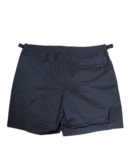Dolce & Gabbana Navy Blue Polyester Pinstripe Men Shorts Swimwear