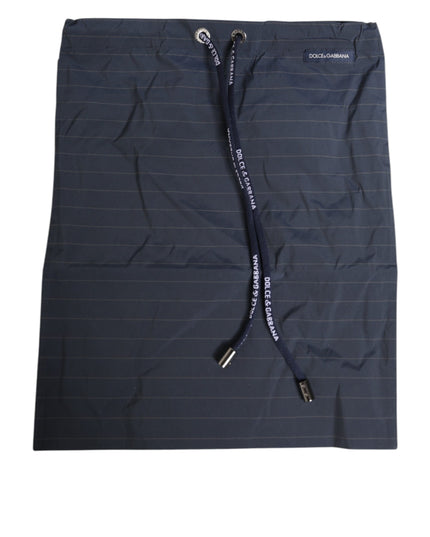 Dolce & Gabbana Navy Blue Polyester Pinstripe Men Shorts Swimwear
