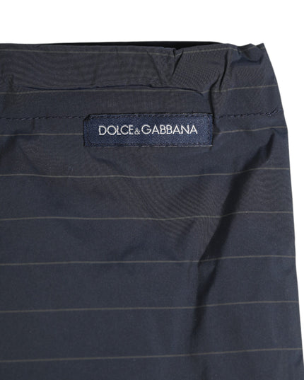 Dolce & Gabbana Navy Blue Polyester Pinstripe Men Shorts Swimwear