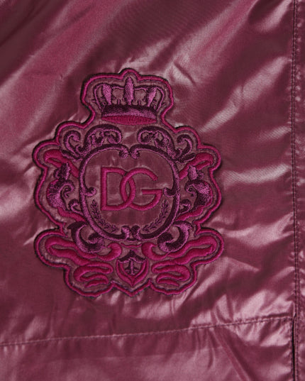 Dolce & Gabbana Burgundy Polyester Logo Embossed Crest Swimwear