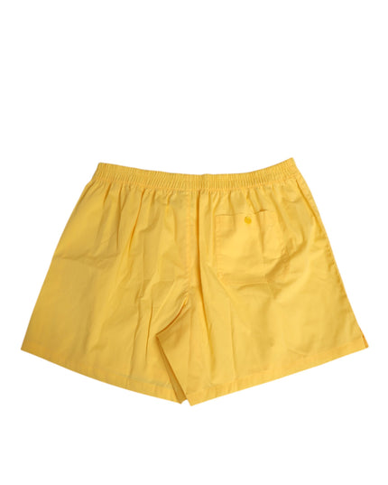 Dolce & Gabbana Yellow Cotton Elastic Waistband Short Swimwear
