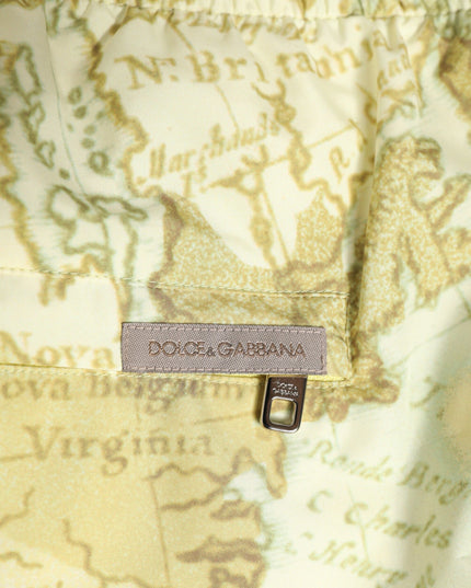 Dolce & Gabbana Yellow World Map Polyester Elastic Waistband Swimwear