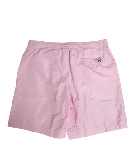 Dolce & Gabbana Pink Nylon Logo Side Stripe Beachwear Men Swimwear