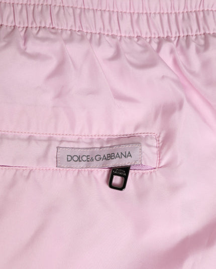 Dolce & Gabbana Pink Nylon Logo Side Stripe Beachwear Men Swimwear
