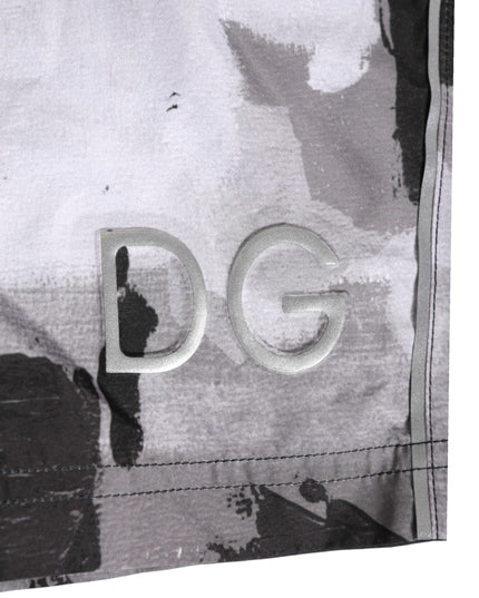 Dolce & Gabbana Black White Camouflage DG Logo Men Swimwear