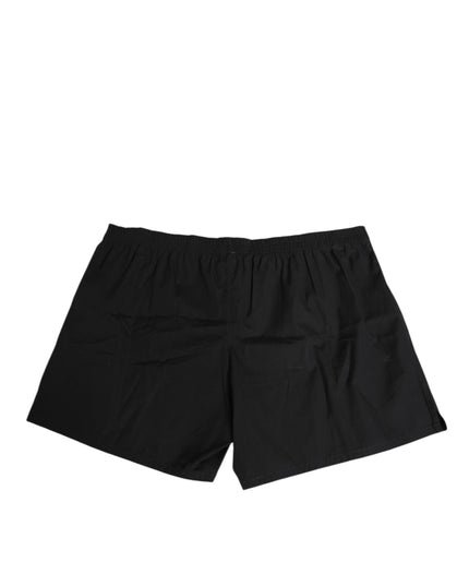 Dolce & Gabbana Black Cotton Elastic Waistband Button Swimwear