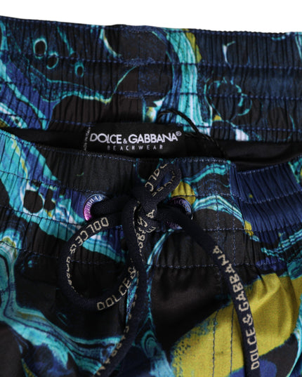 Dolce & Gabbana Blue Marble Print Logo Men Boxer Short Swimwear