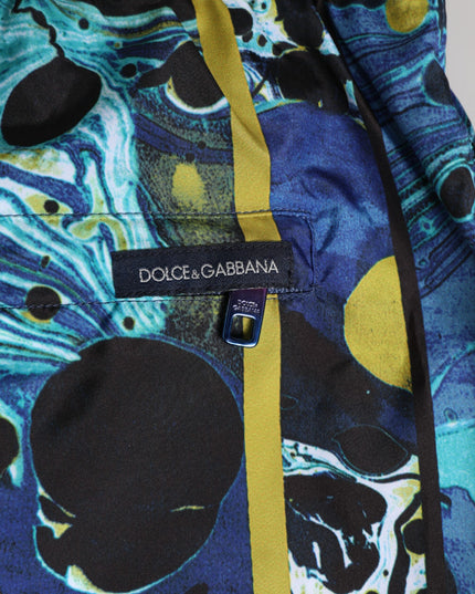 Dolce & Gabbana Blue Marble Print Logo Men Boxer Short Swimwear