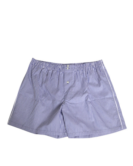 Dolce & Gabbana Blue White Cotton Striped Button Fly Shorts Swimwear