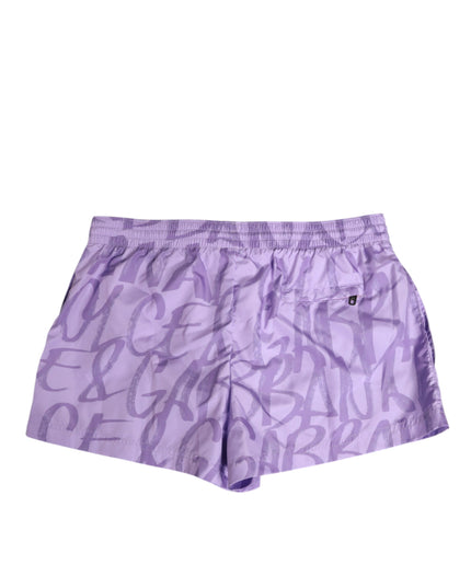 Dolce & Gabbana Purple DG Logo Print Nylon Men Shorts Swimwear