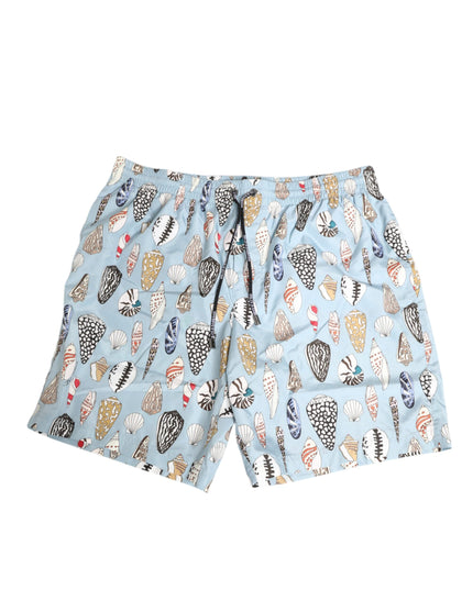 Dolce & Gabbana Blue Seashell Print Nylon Men Shorts Swimwear