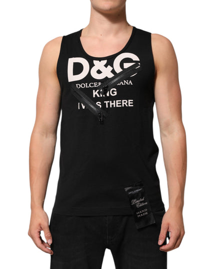 Dolce & Gabbana Black Cotton Sleeveless Tank Top DG Logo Men T-shirt