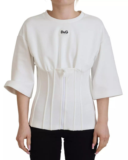 Dolce & Gabbana White Cotton Corset Stretch Top  T-shirt
