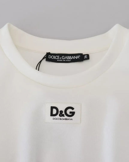 Dolce & Gabbana White Cotton Corset Stretch Top  T-shirt
