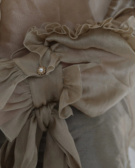 Dolce & Gabbana Gold Ascot Collar Ruffles Blouse Top