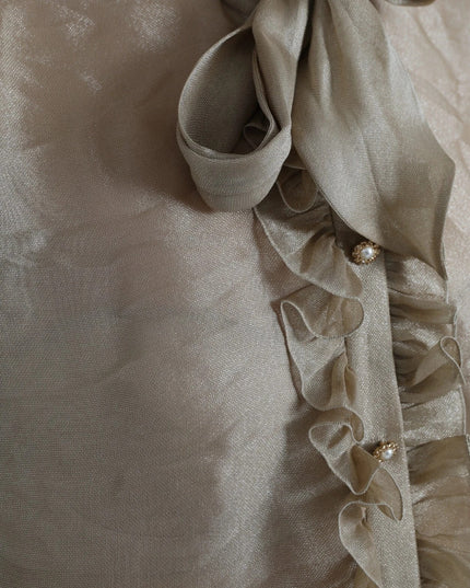 Dolce & Gabbana Gold Ascot Collar Ruffles Blouse Top