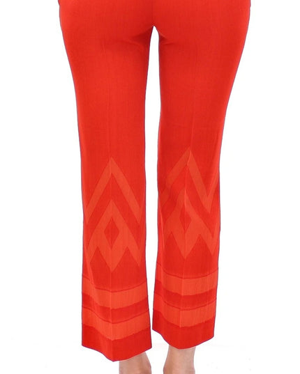 Versace Collection Red Pants Cropped 3/4 Short Nude Capri Pants