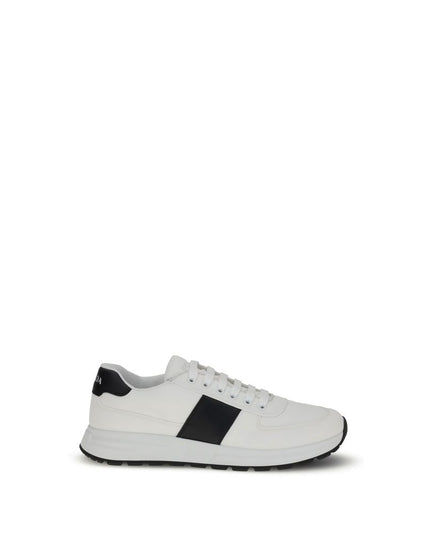 Prada White Calf Leather Bos Taurus Low Top Sneakers