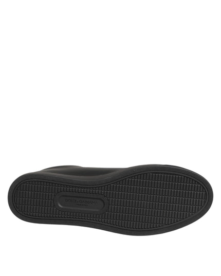 Dolce & Gabbana Black Leather Crystal Heart Sneakers  Shoes