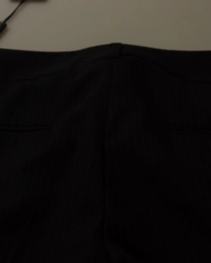 Dolce & Gabbana Black Stripes Mid Waist Trouser Pants