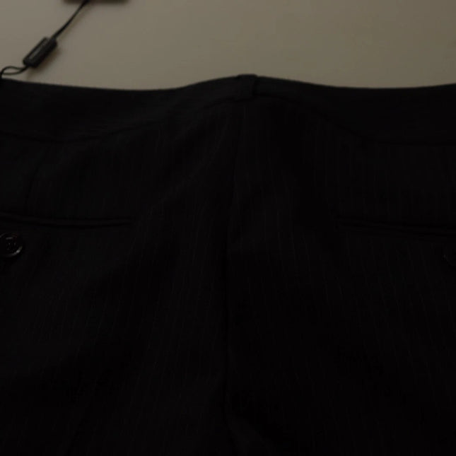 Dolce & Gabbana Black Stripes Mid Waist Trouser Pants