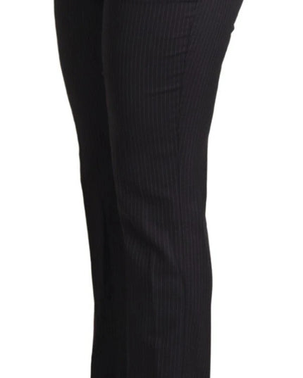 Dolce & Gabbana Black Stripes Mid Waist Trouser Pants