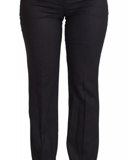 Dolce & Gabbana Black Stripes Mid Waist Trouser Pants