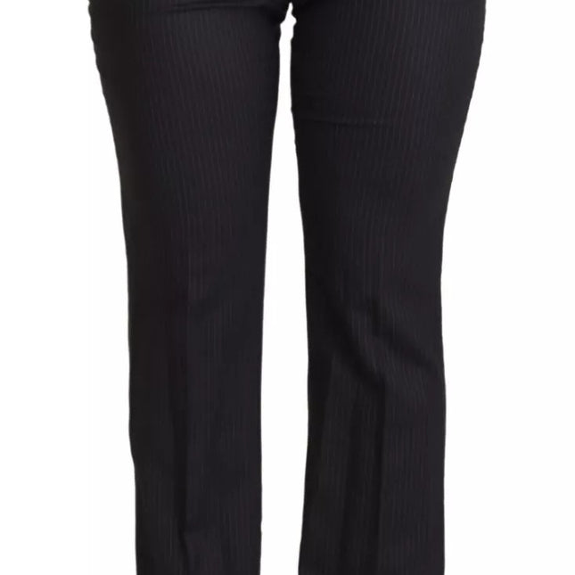 Dolce & Gabbana Black Stripes Mid Waist Trouser Pants