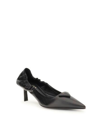 Prada Black Calf Leather Bos Taurus High Heel Pumps