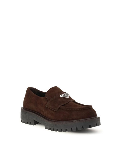 Prada Brown Calf Leather Bos Taurus Slip-On Loafers