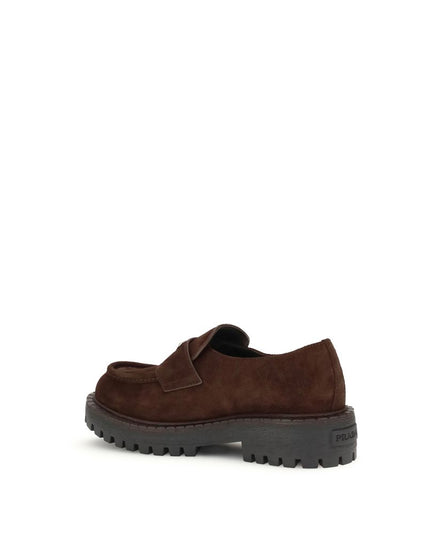 Prada Brown Calf Leather Bos Taurus Slip-On Loafers