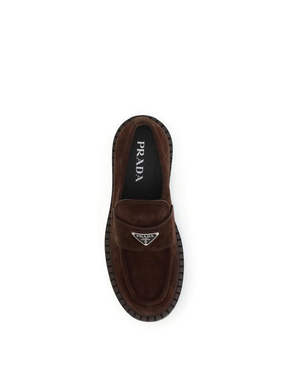 Prada Brown Calf Leather Bos Taurus Slip-On Loafers