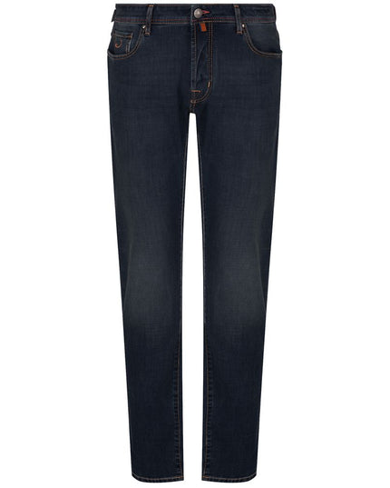 Jacob Cohen Blue Cotton Men Jeans with Orange Stitching