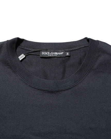 Dolce & Gabbana Black Logo Compass Cotton Crew Neck T-shirt
